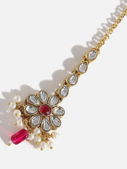 SOHI RED STONES GOLD PLATED JEWELLERY SET