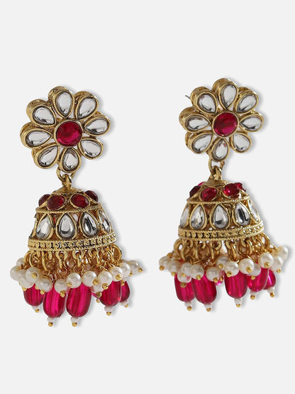 SOHI RED STONES GOLD PLATED JEWELLERY SET