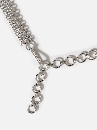 SILVER PLATED AMERICAN DIAMOND AND DESIGNER STONE NECKLACE AND EARRING SET
