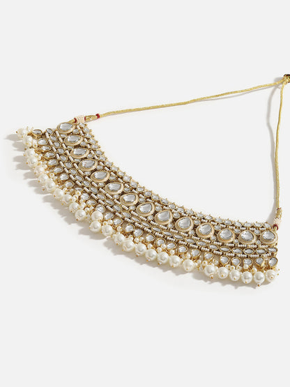 SOHI GOLD PLATED KUNDAN STONES JEWELLERY SET