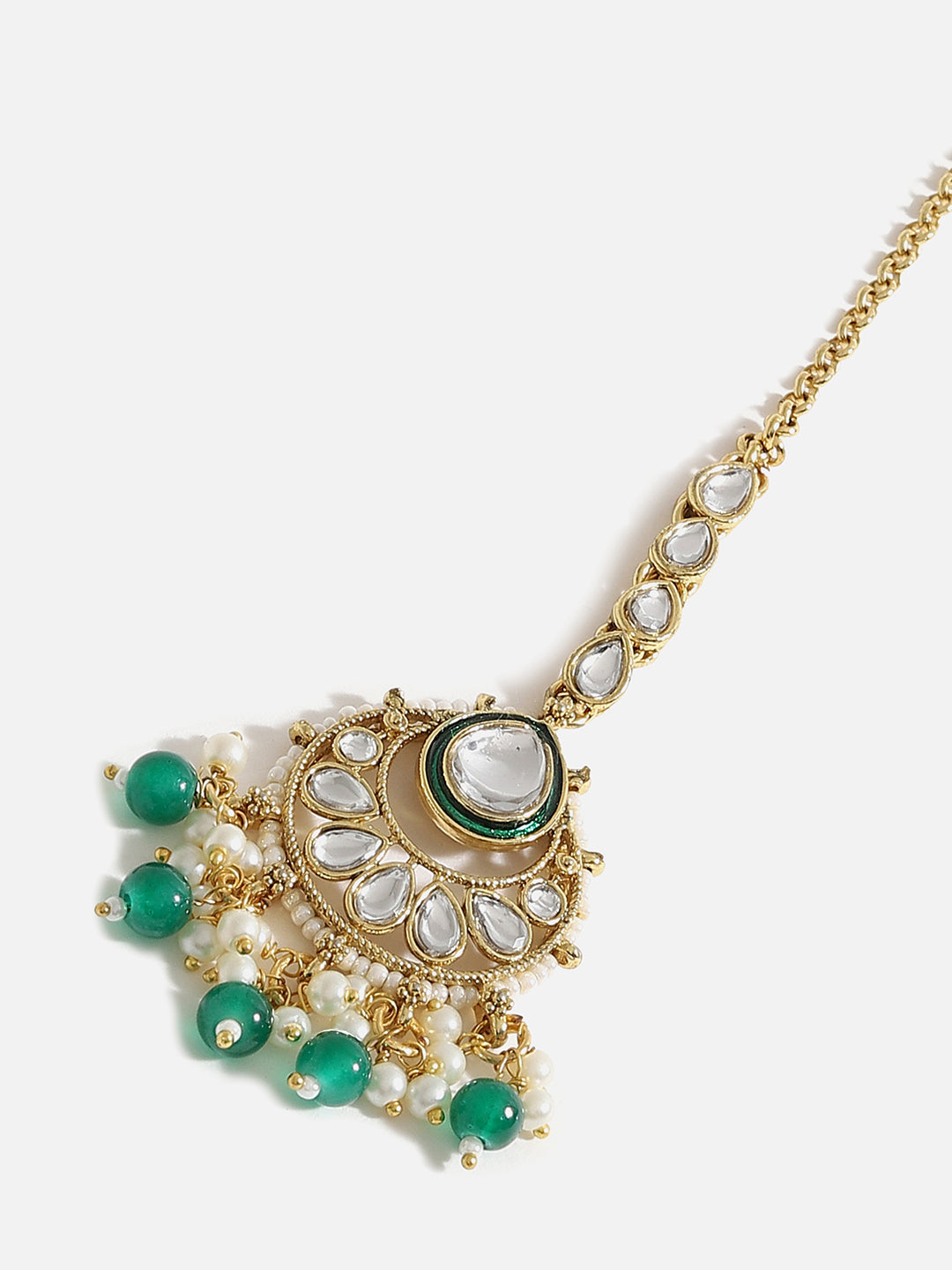 SOHI GOLD PLATED GREEN DROPS JEWELLERY SET