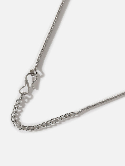 SILVER PLATED AMERICAN DIAMOND AND DESIGNER STONE NECKLACE AND EARRING SET