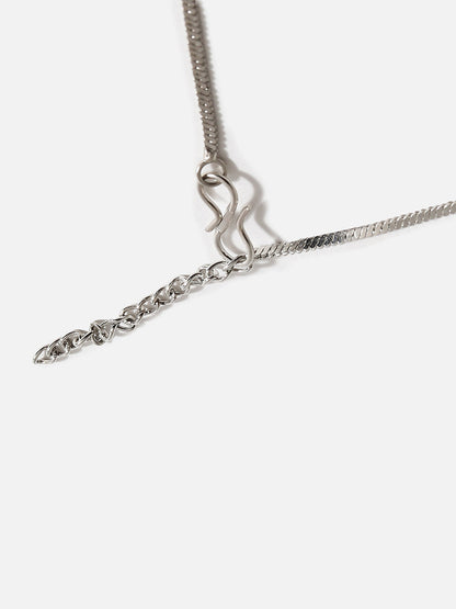 SILVER PLATED AMERICAN DIAMOND AND DESIGNER STONE NECKLACE AND EARRING SET