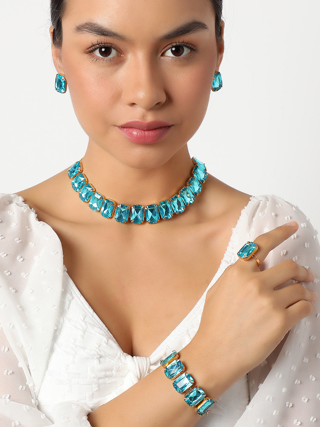 SOHI BLUE STONES JEWELLERY SET