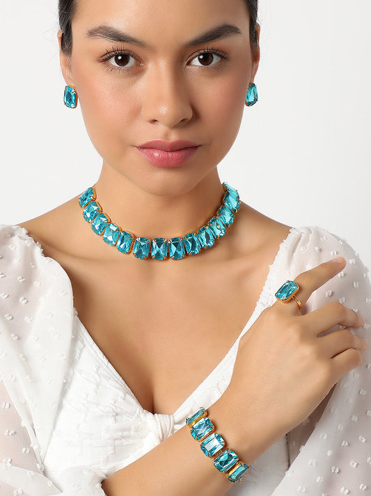 SOHI BLUE STONES JEWELLERY SET