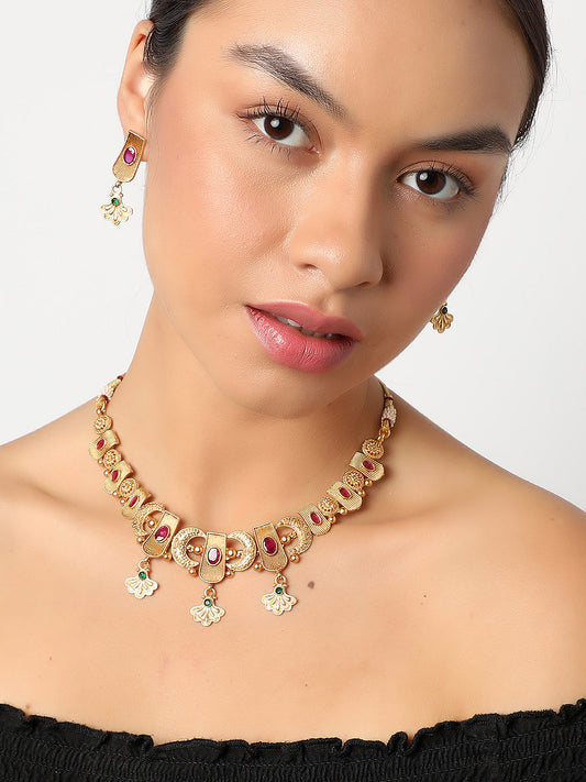 GOLD GOLD STONES JEWELLERY SET