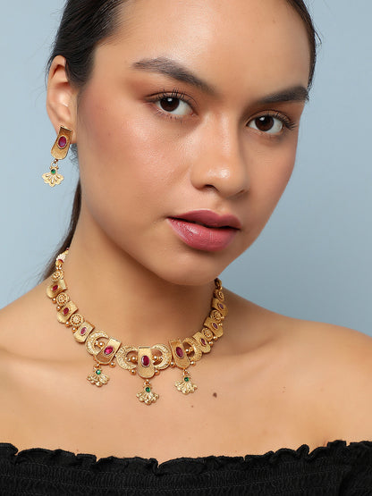 GOLD GOLD STONES JEWELLERY SET