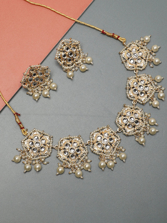 SOHI GOLD PLATED KUNDAN STONES JEWELLERY SET