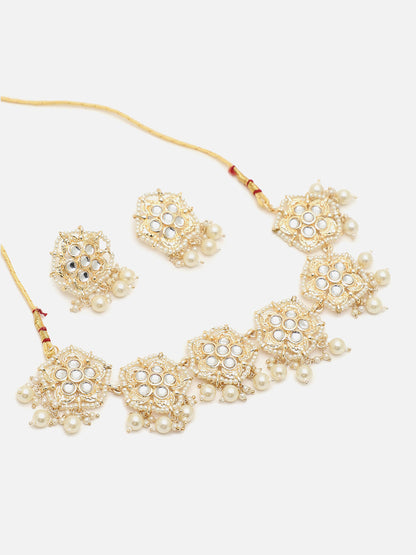 SOHI GOLD PLATED KUNDAN STONES JEWELLERY SET