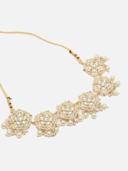 SOHI GOLD PLATED KUNDAN STONES JEWELLERY SET