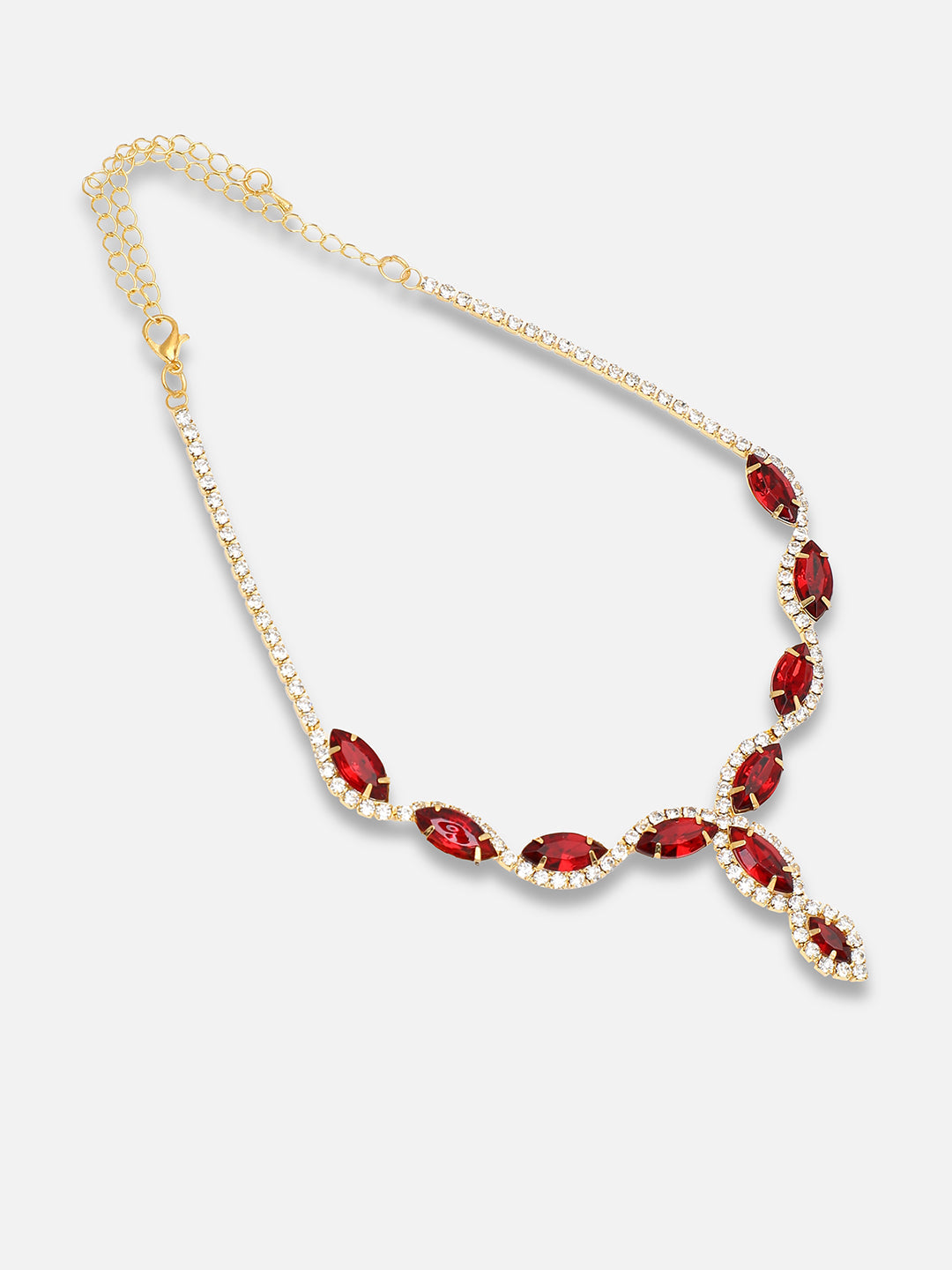 GOLD PLATED PARTY DESIGNER STONE NECKLACE AND EARRING SET FOR WOMEN