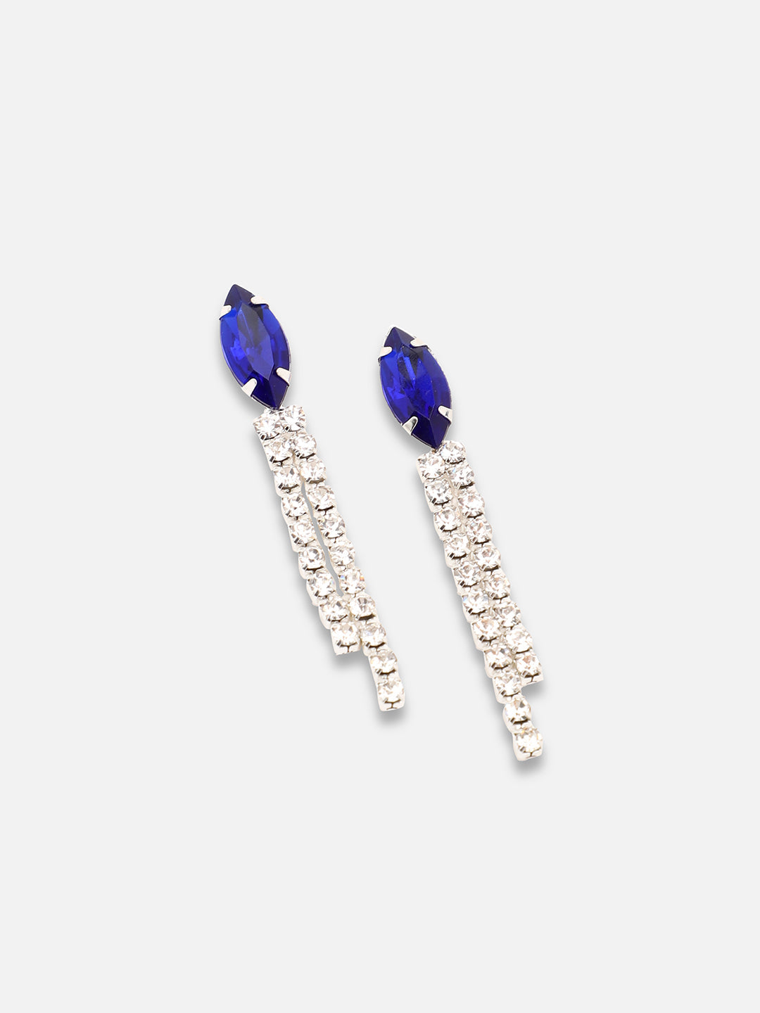 SILVER PLATED PARTY DESIGNER STONE NECKLACE AND EARRING SET FOR WOMEN
