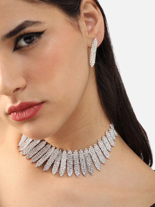 Gold Plated Party Designer Stone Necklace And Earring Set For Women