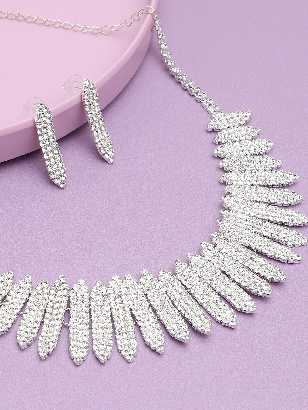 Gold Plated Party Designer Stone Necklace And Earring Set For Women