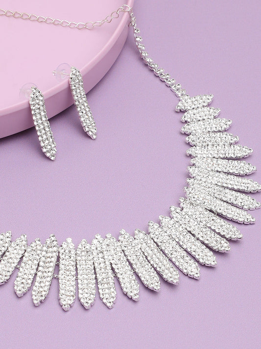 Gold Plated Party Designer Stone Necklace And Earring Set For Women