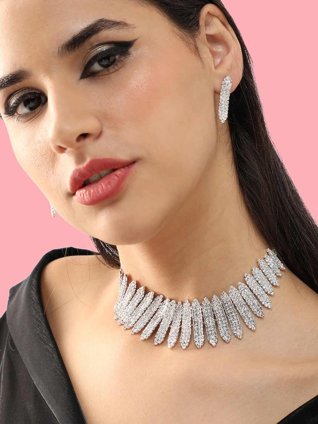 Gold Plated Party Designer Stone Necklace And Earring Set For Women