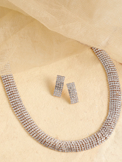 Gold Plated Party Designer Stone Necklace And Earring Set For Women