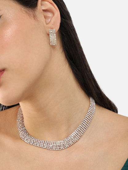 Gold Plated Party Designer Stone Necklace And Earring Set For Women