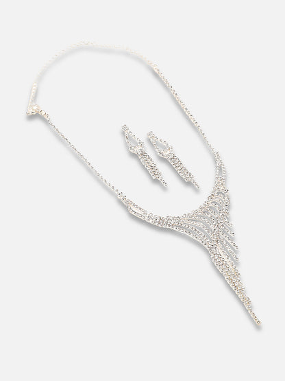 GOLD PLATED PARTY DESIGNER STONE NECKLACE AND EARRING SET FOR WOMEN