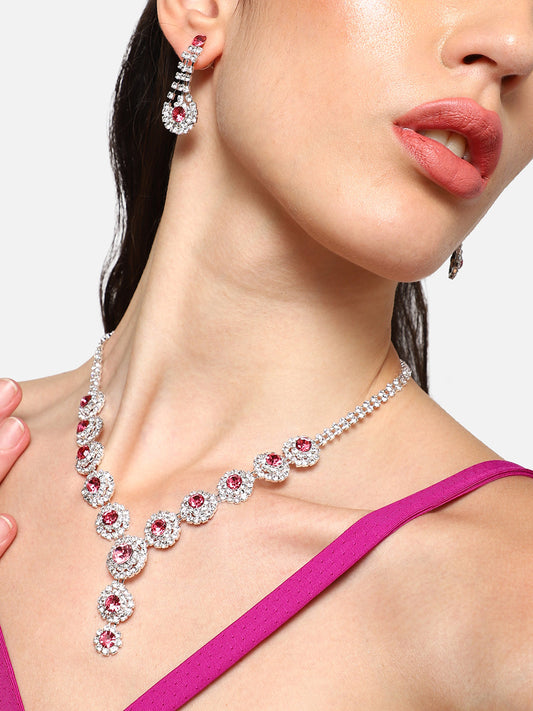 Gold Plated Party Designer Stone Necklace And Earring Set For Women