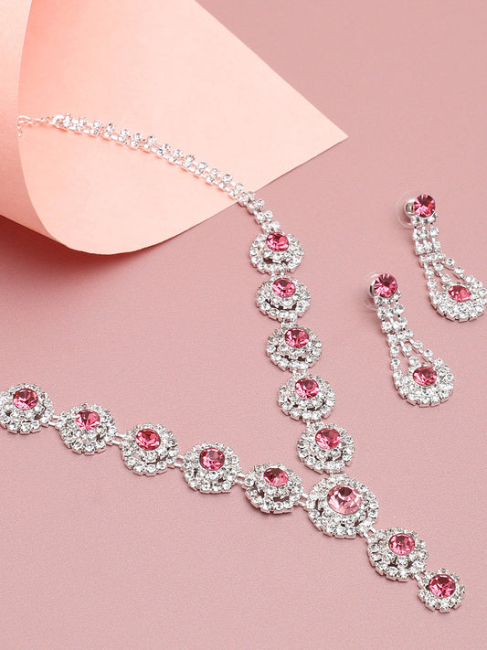 Gold Plated Party Designer Stone Necklace And Earring Set For Women