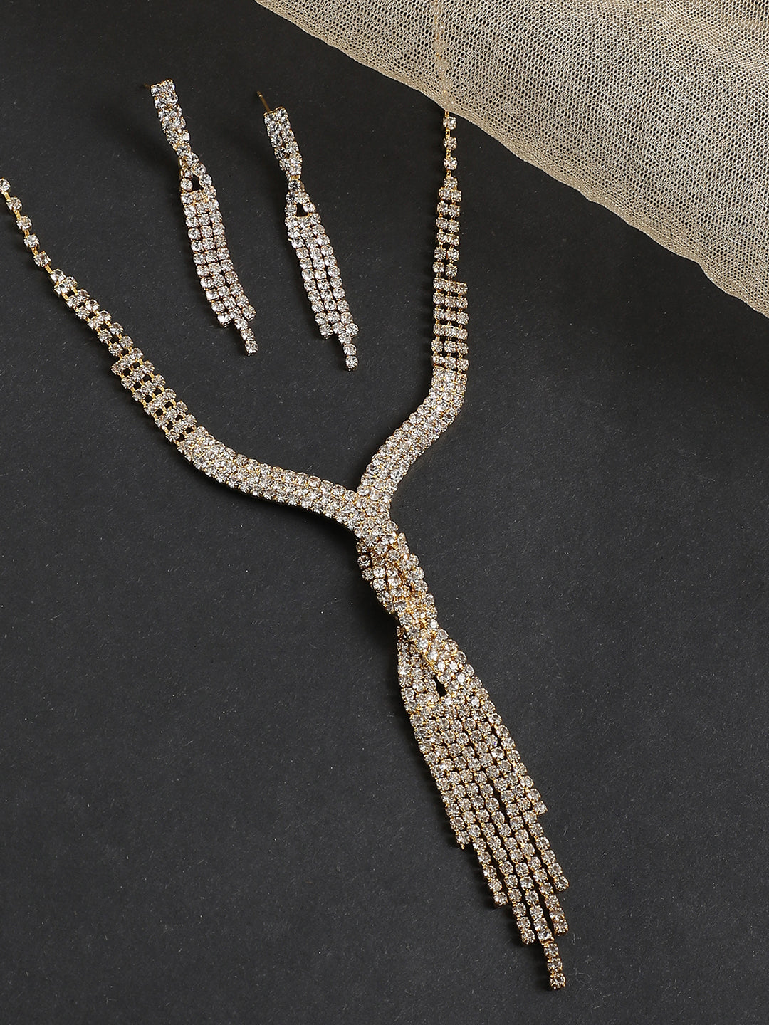 Gold Plated Party Designer Stone Necklace And Earring Set For Women