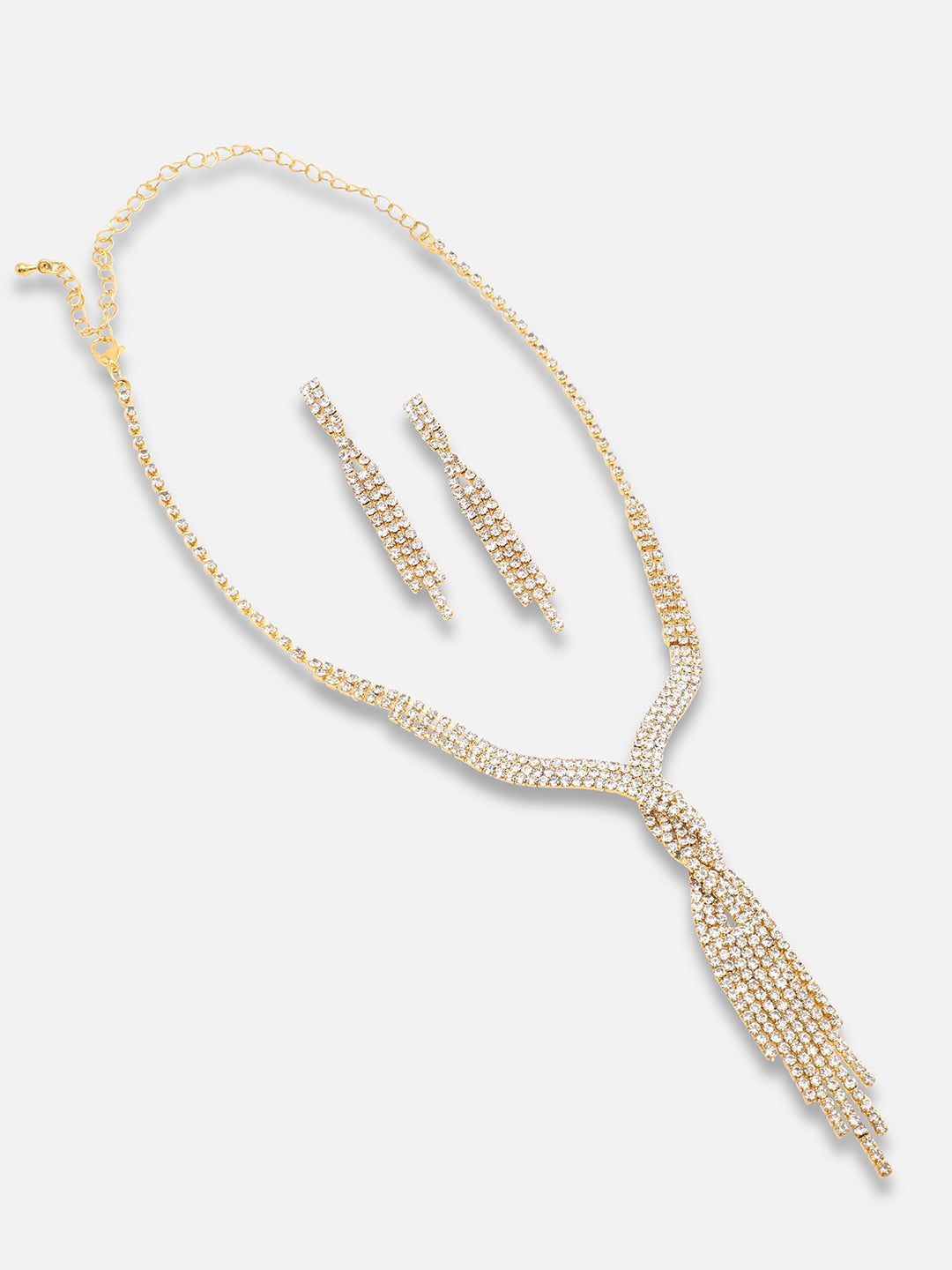 Gold Plated Party Designer Stone Necklace And Earring Set For Women