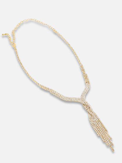Gold Plated Party Designer Stone Necklace And Earring Set For Women