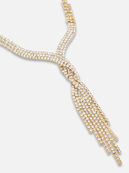 Gold Plated Party Designer Stone Necklace And Earring Set For Women