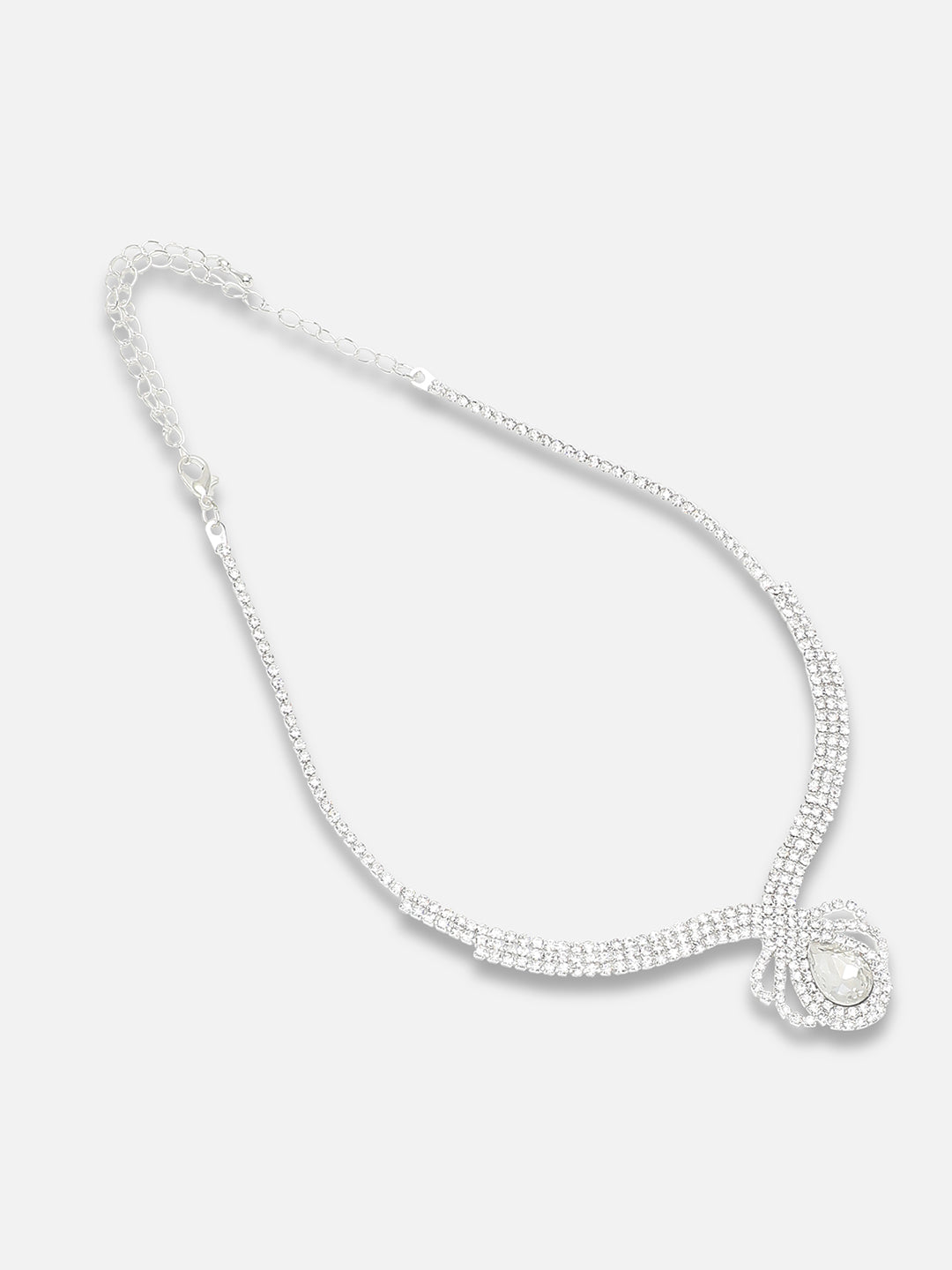 Silver Plated Party Designer Stone Necklace And Earring Set For Women