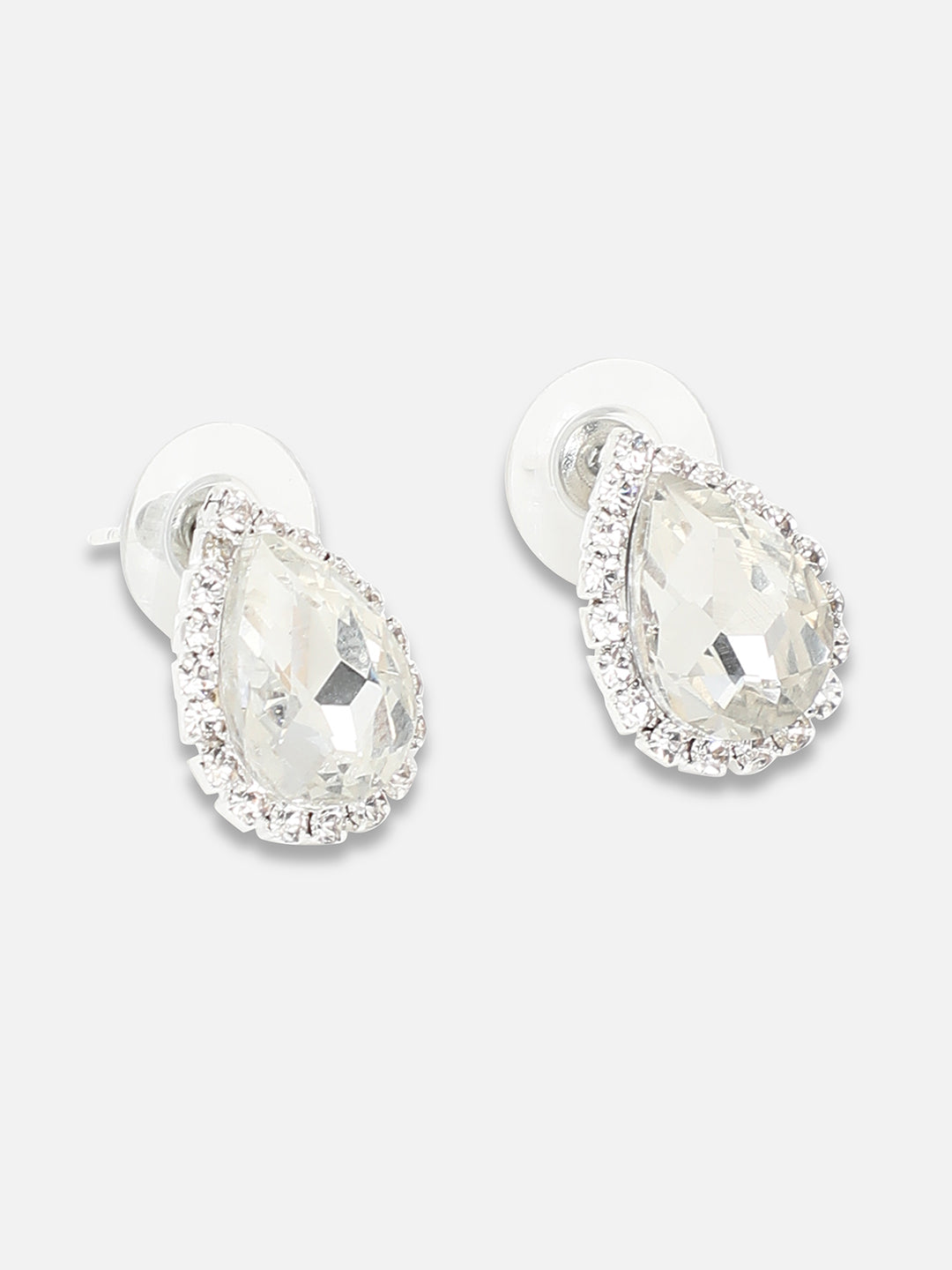 Silver Plated Party Designer Stone Necklace And Earring Set For Women