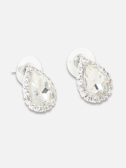 Silver Plated Party Designer Stone Necklace And Earring Set For Women