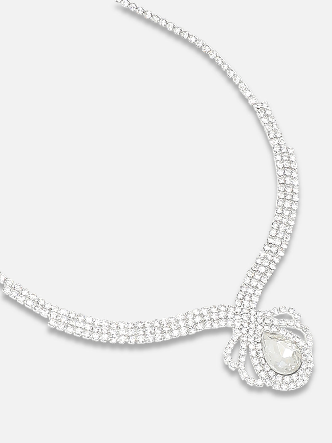 Silver Plated Party Designer Stone Necklace And Earring Set For Women