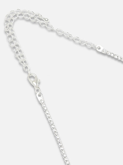 Silver Plated Party Designer Stone Necklace And Earring Set For Women