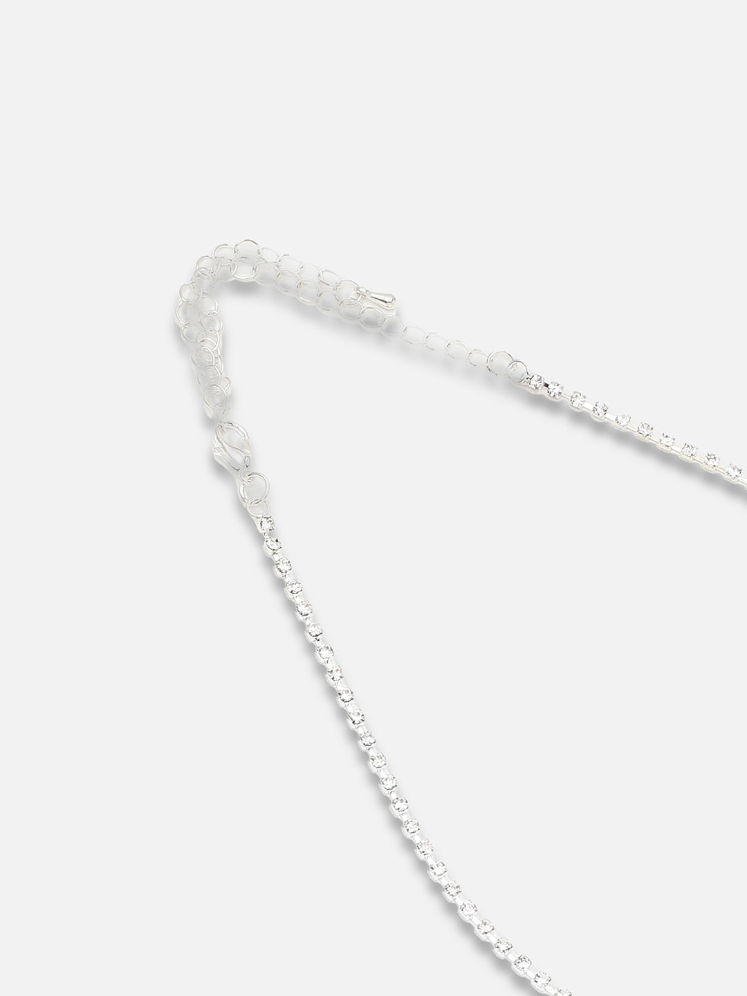 SILVER PLATED PARTY DESIGNER STONE NECKLACE AND EARRING SET FOR WOMEN