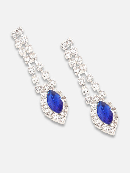 Silver Plated Party Designer Stone Necklace And Earring Set For Women