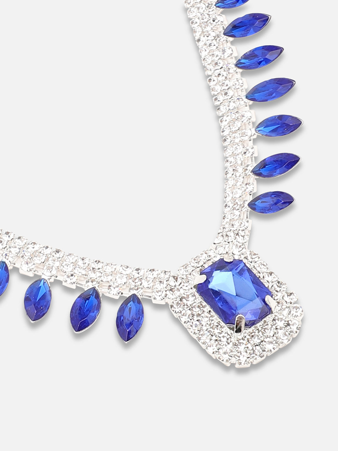 Silver Plated Party Designer Stone Necklace And Earring Set For Women