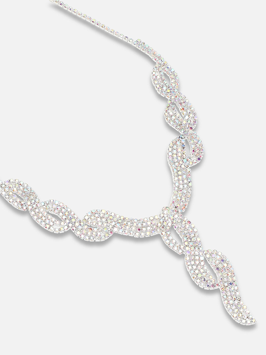 Silver Plated Party Designer Stone Necklace, Earring And Bracelet Set For Women