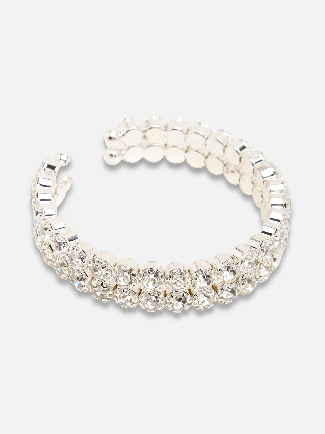 Silver Plated Party Designer Stone Necklace, Earring And Bracelet Set For Women