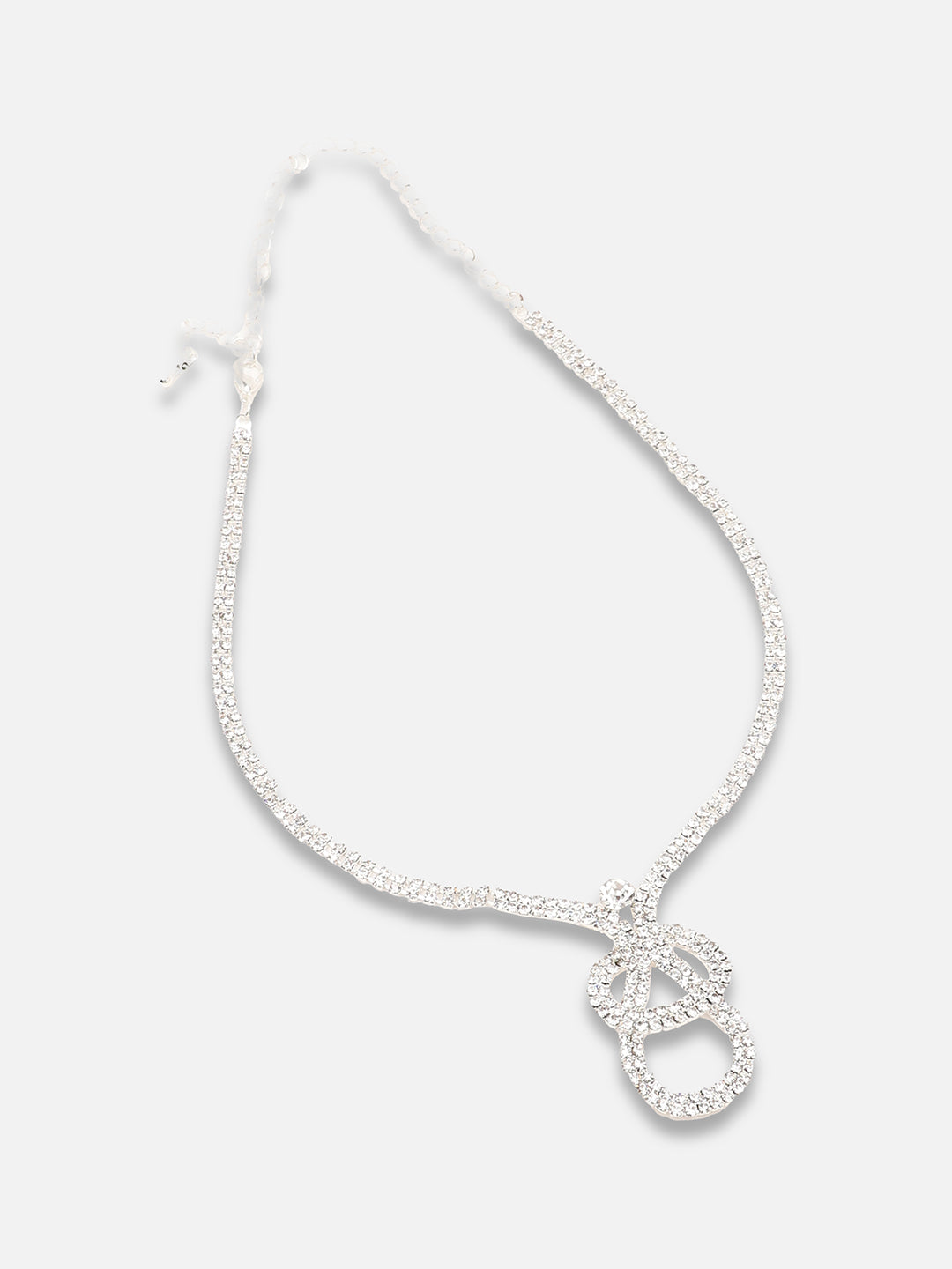 SILVER PLATED PARTY DESIGNER STONE NECKLACE AND EARRING SET FOR WOMEN