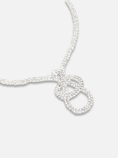 SILVER PLATED PARTY DESIGNER STONE NECKLACE AND EARRING SET FOR WOMEN