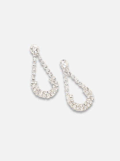 SILVER PLATED PARTY DESIGNER STONE NECKLACE AND EARRING SET FOR WOMEN