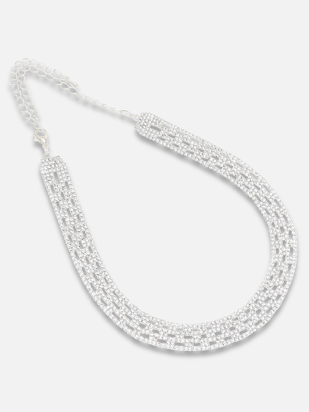 Silver Plated Party Designer Stone Necklace And Earring Set For Women
