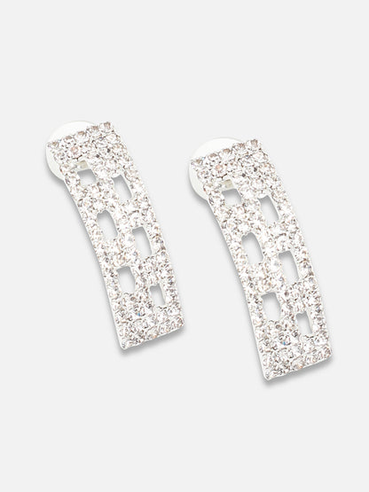 Silver Plated Party Designer Stone Necklace And Earring Set For Women