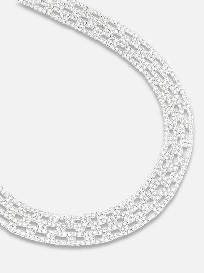 Silver Plated Party Designer Stone Necklace And Earring Set For Women