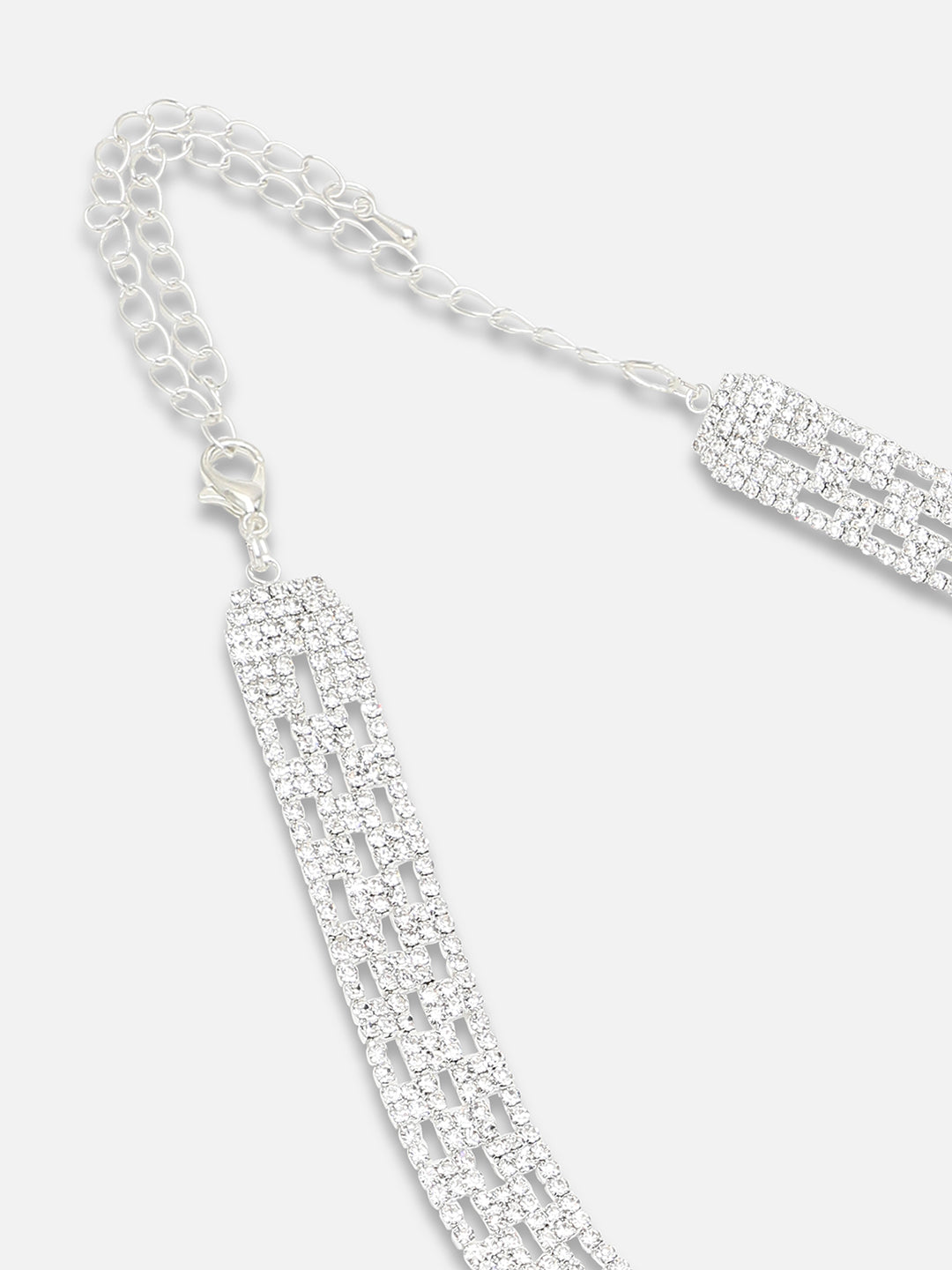 Silver Plated Party Designer Stone Necklace And Earring Set For Women