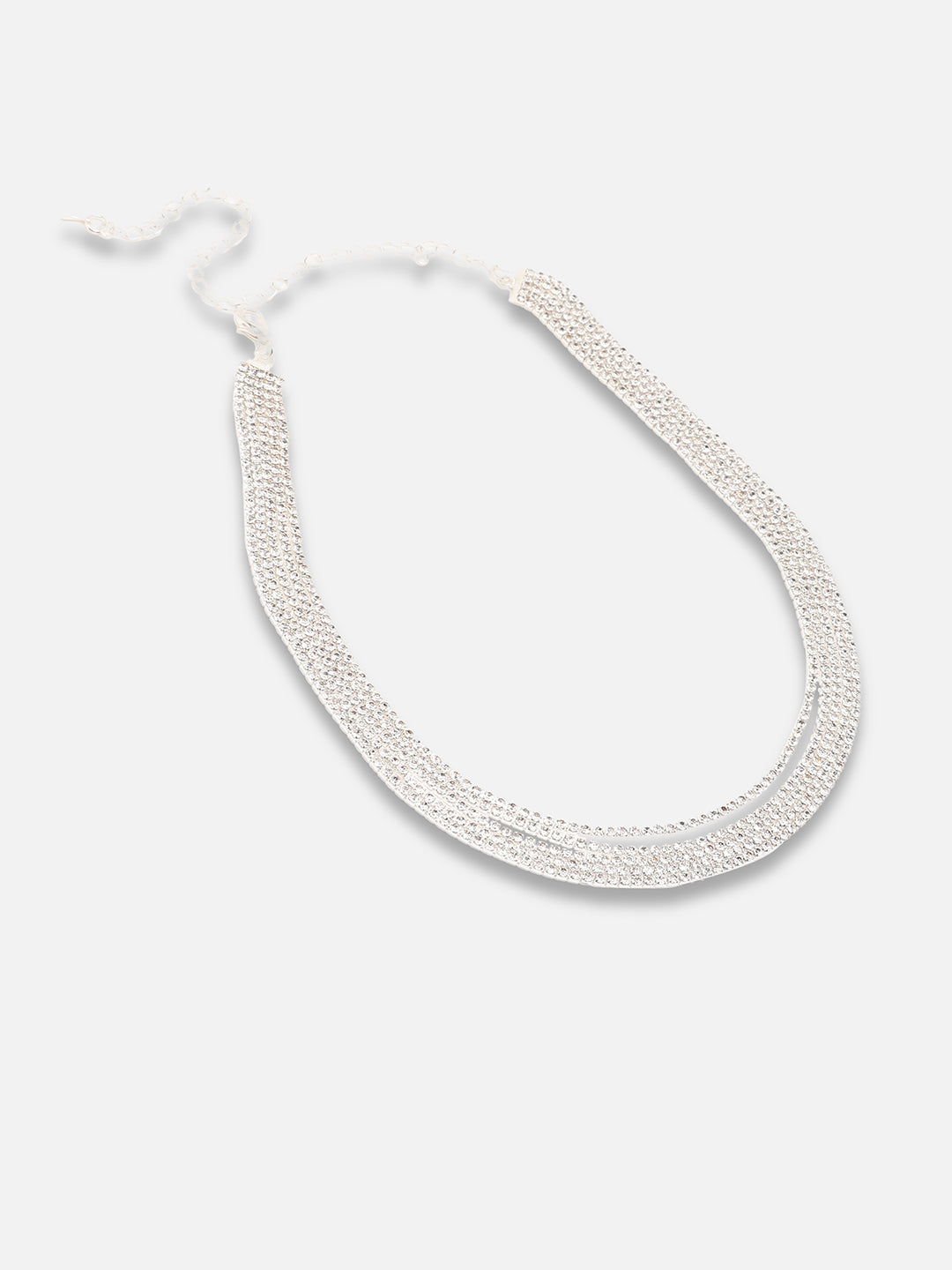 SILVER PLATED PARTY DESIGNER STONE NECKLACE AND EARRING SET FOR WOMEN