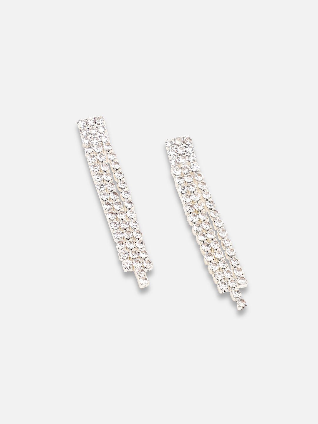 SILVER PLATED PARTY DESIGNER STONE NECKLACE AND EARRING SET FOR WOMEN
