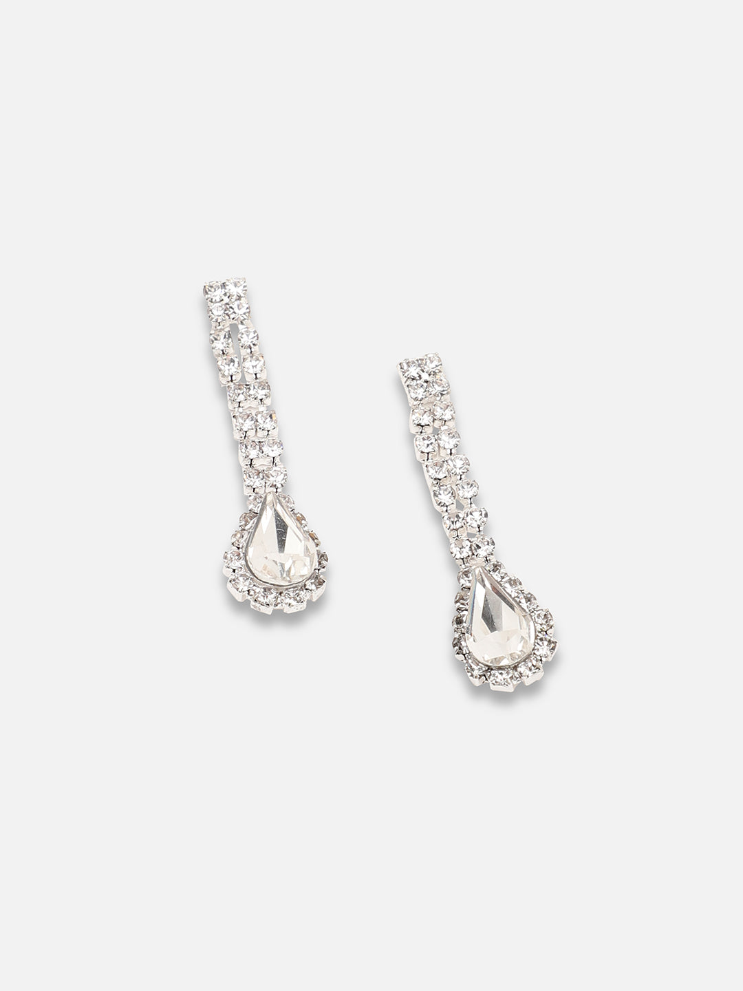 SILVER PLATED PARTY DESIGNER STONE NECKLACE AND EARRING SET FOR WOMEN