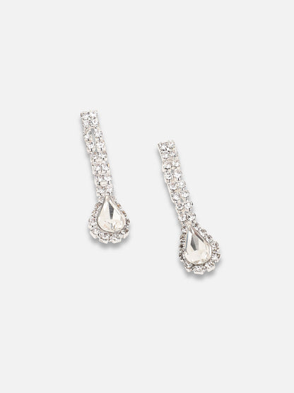 SILVER PLATED PARTY DESIGNER STONE NECKLACE AND EARRING SET FOR WOMEN